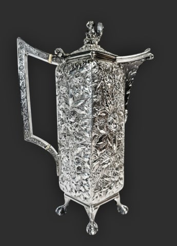 19th C Coin Silver Repousse Coffee Pot, Kirk & Son (1 of 8)
