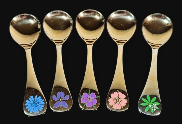 Gold Plated Sterling Silver Spoons, Jensen (5pc) (1 of 6)