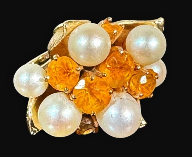 14K Gold Pearl and Citrine Ring (1 of 5)