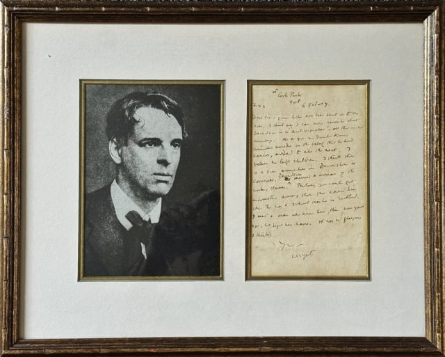 Signed Letter, Irish Poet William Butler Yeats (1 of 3)