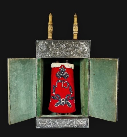 Antique Miniature Torah Ark and Torah Scroll - 2
