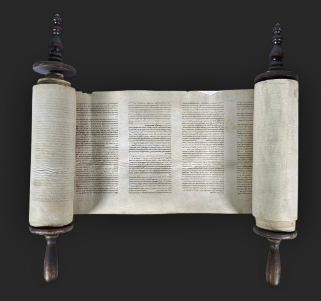 Antique Miniature Torah Ark and Torah Scroll - 3