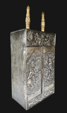 Antique Miniature Torah Ark and Torah Scroll - 5