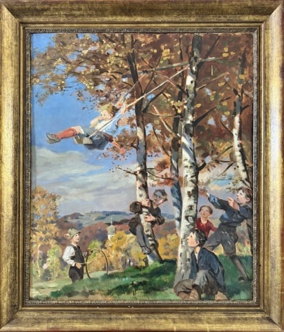 Continental Oil on Board Painting (1 of 4)