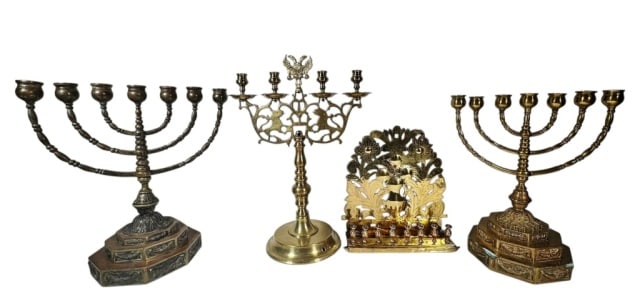 Antique Brass Menorahs (4pc) (1 of 8)