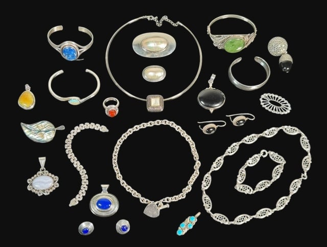 Vintage Sterling Silver, Stone Jewelry (24pc) (1 of 8)