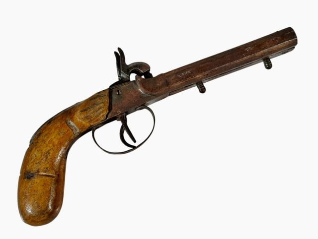 19th C German Double Barrel Percussion Pistol (1 of 6)