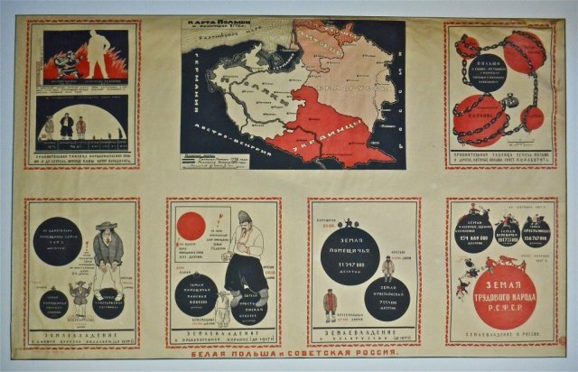 Russian Civil War Propaganda Poster, 1920: "White Poland and Soviet Russia", 1920. Polish-Soviet War propaganda poster by an anonymous artist conveys message to peasants and workers through anti religious and anti capitalist illustrations that