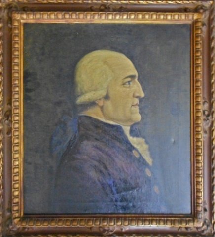 19th C. Portrait, Pierre Samuel du Pont de Nemours: Oil on canvas portrait of French writer and governement official, Pierre Samuel du Pont de Nemours (1739-1817), father of Eleuthere Irenee du Pont [de Nemours] (1771-1834), rendered by an unknown arti