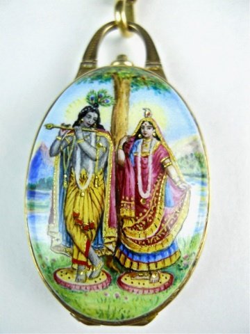 9K Gold, Indian Enamel Fob Watch (1 of 6)