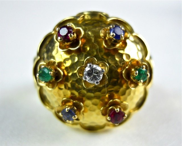 18K Gold and Gemstone Ring Watch, Universal Geneva (1 of 5)