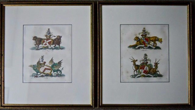 Heraldic Arms Print, FRANCIS CHESHAM (1749-1806): Two 18th century hand tinted engravings after C. Catton from "The English Peerage, or A View of the Ancient & Present State of the English Nobility" - Earl of Abergavanny, Audley, Sackville and Hamilt