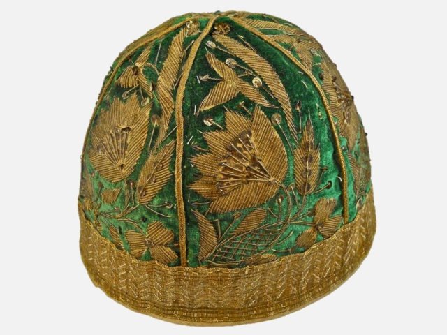 Goldwork Embroidered Velvet Cap, 19th C., Ottoman (1 of 5)