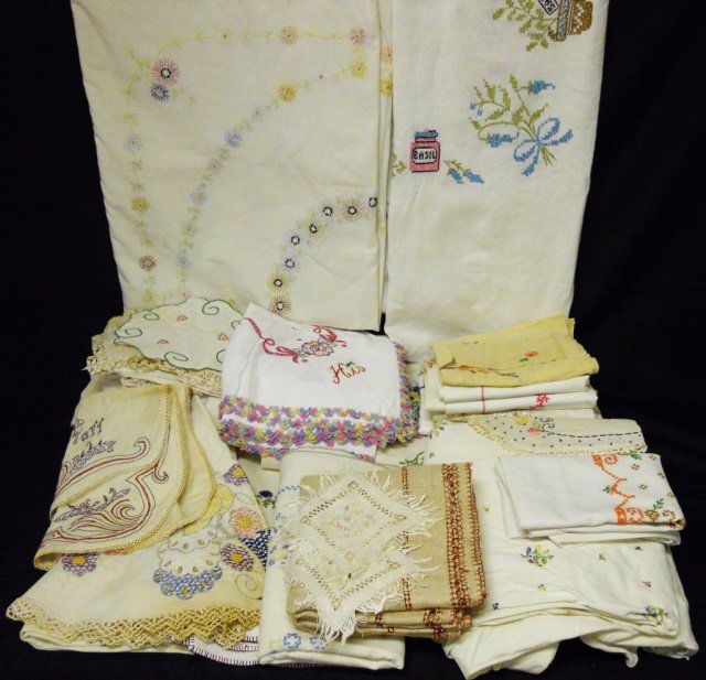 Vintage Embroidered and Cross Stitch Linens (1 of 2)