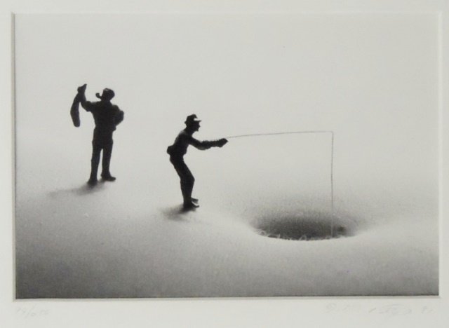 Collection of Bodyscapes Photographs, Allen Teger: Seven black and white and sepia "Bodyscapes" images, matted and framed under glass. Frames measure 11.5" x 14.5". "Lawnmower Man" - numbered 26/250. Signed and dated 1994. Untitled rowboat - numbered