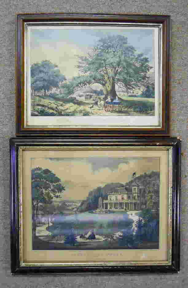 Top 50 Currier And Ives Prints Antique Hand Colored Prints, Currier & Ives, (2pc)