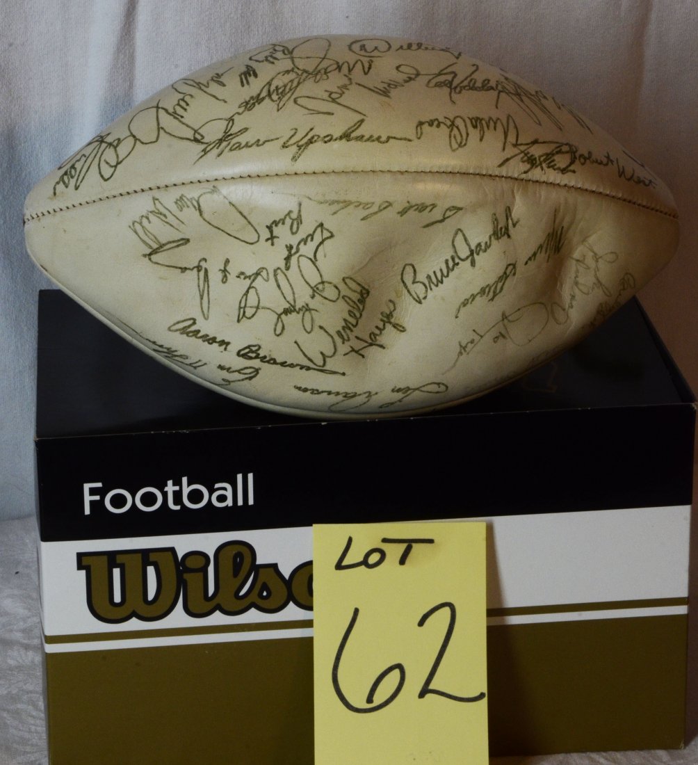 Kansas City Chiefs Autographed Football 1972: Ball is signed by players - it is a Wilson NFL ball - ball is low on air. signatures are original not auto and include:Len Dawson, Marvin Upshaw, Robert West, Aaron Brown, Wendell Hayes, Bruce Jankows
