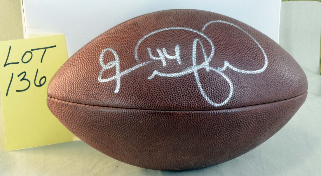 Signed Wilson Football Jarrad Page? KC Chiefs: Original Signature on Wilson Football with box - KeepSake - in silver pen - we believe it is Jarrad Page and has #44 in the name.