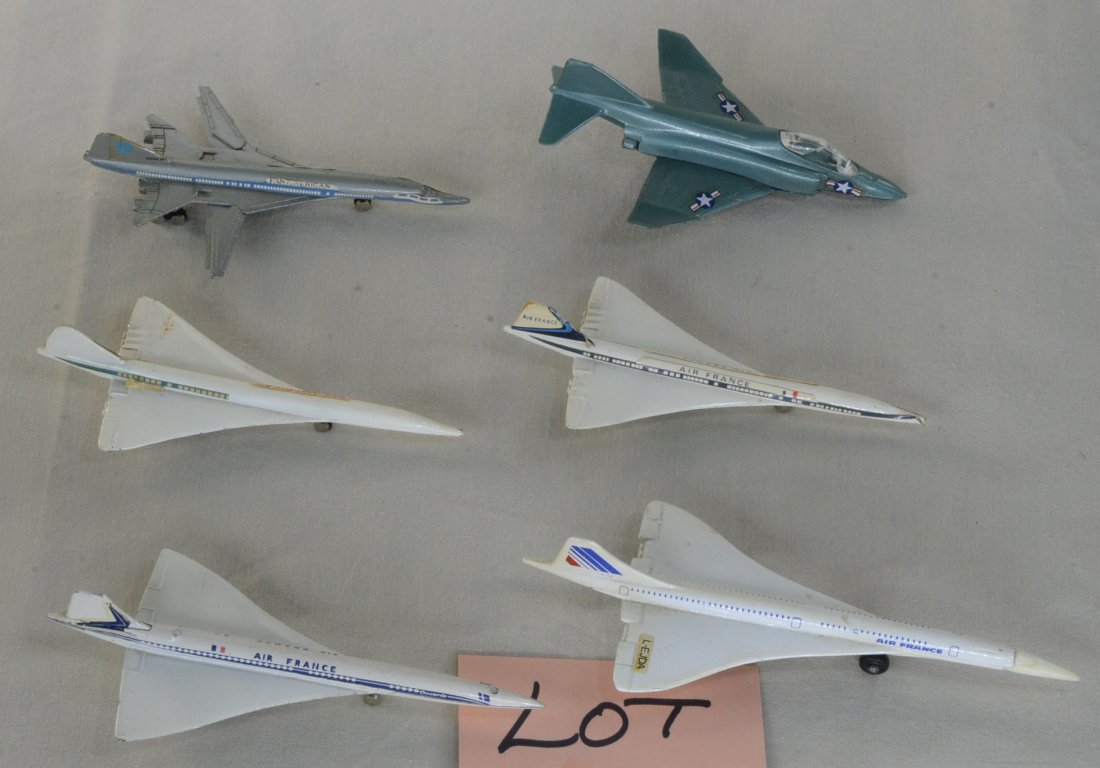 6 Dyna Flites Matchbox Concorde Clipper Phantom: Zylmex Dyna Flites Boeing SST supersonic clipper, Dyna flites concorde, Matchbox Lesney SB23, Concorde supersonic 4503, Phantom II,