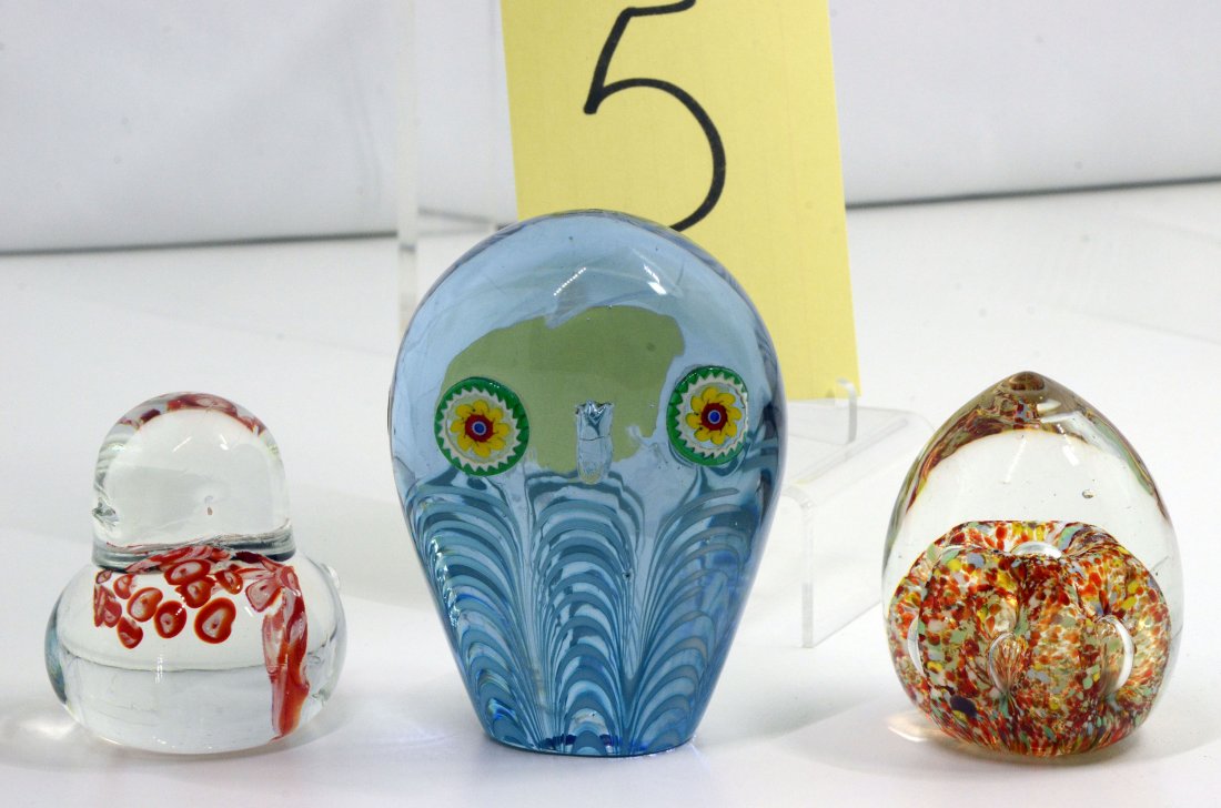 3 Paperweights Murano Owl Unmarked Duck (1 of 7)