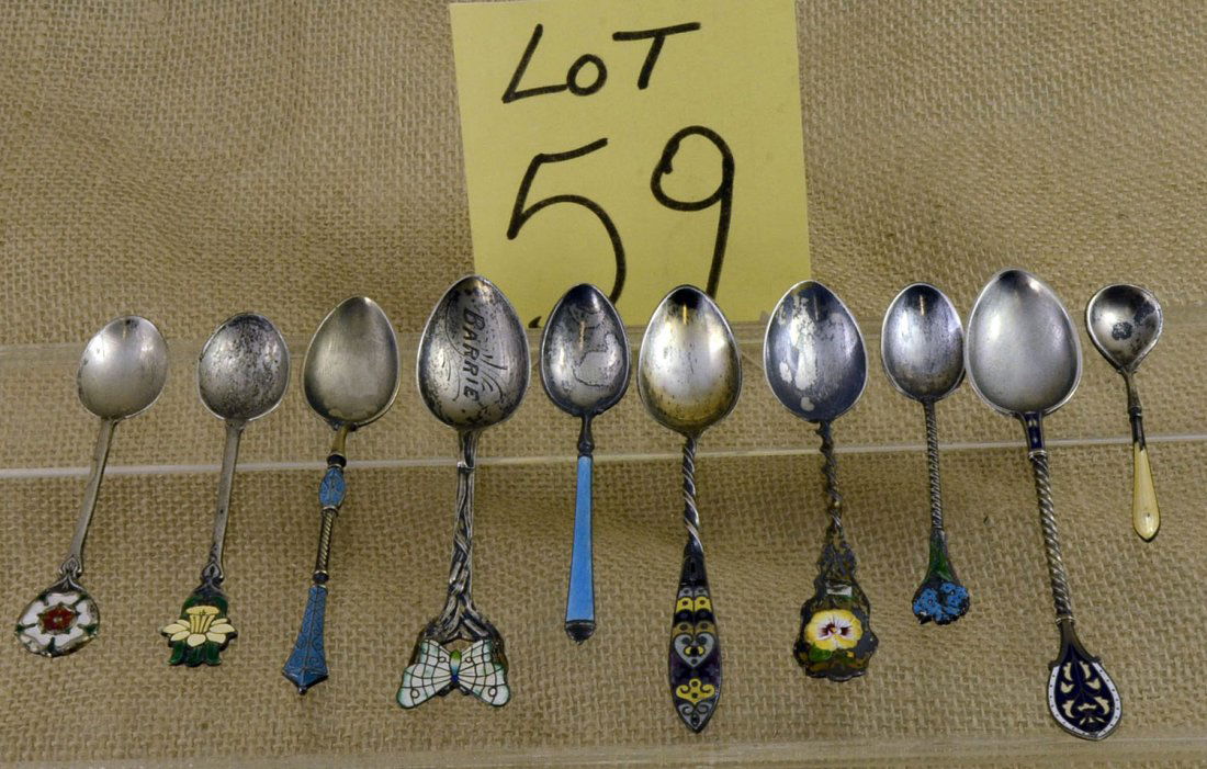 10 Sterling Enamel Demitasse Salt Antique Spoons (1 of 7)