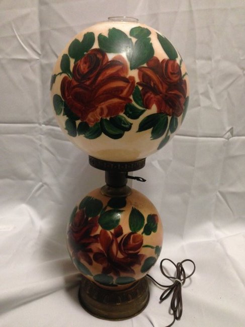 Gone With The Wind Lamp 2: Gone With The Wind Lamp 2. 22" tall. Small chips in upper globe. See photos.