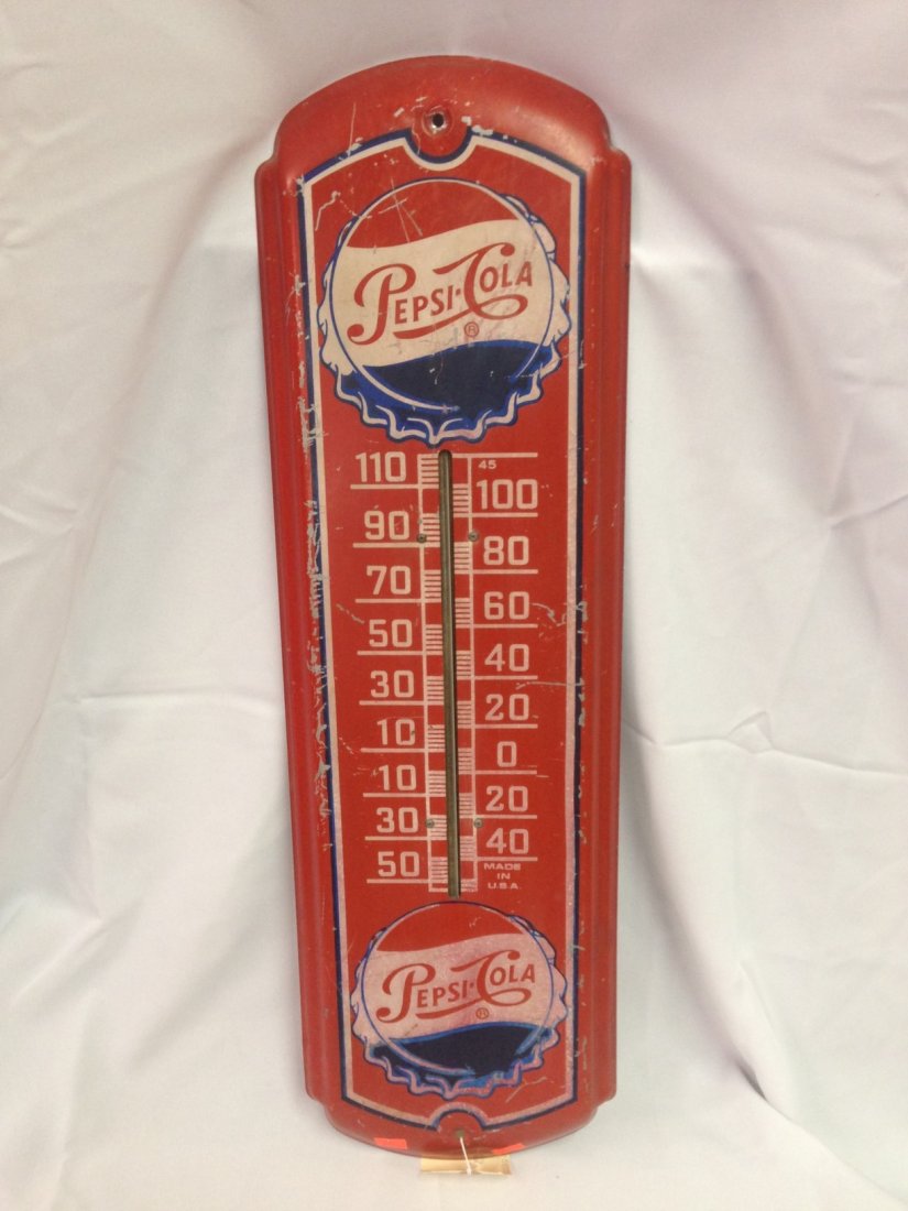 1950's Pepsi Thermometer: 1950's Pepsi Thermometer. Scratches.