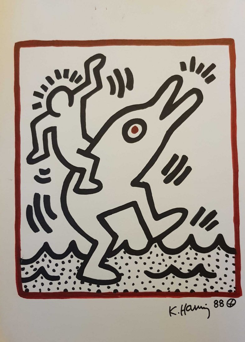 KEITH HARING ORIGINAL DRAWING SIGNED COA (1 of 5)