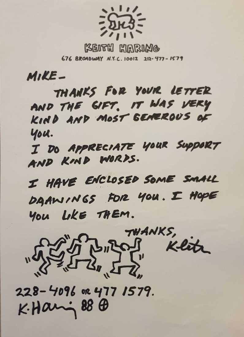 ORIGINAL KEITH HARING SIGNED LETTER PROVENANCE (1 of 2)