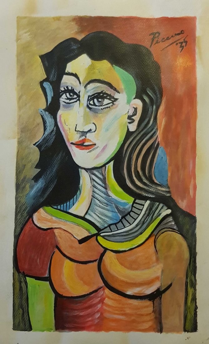 PABLO PICASSO Spanish 1881-1973 Oil Portrait ON PAPER (1 of 3)