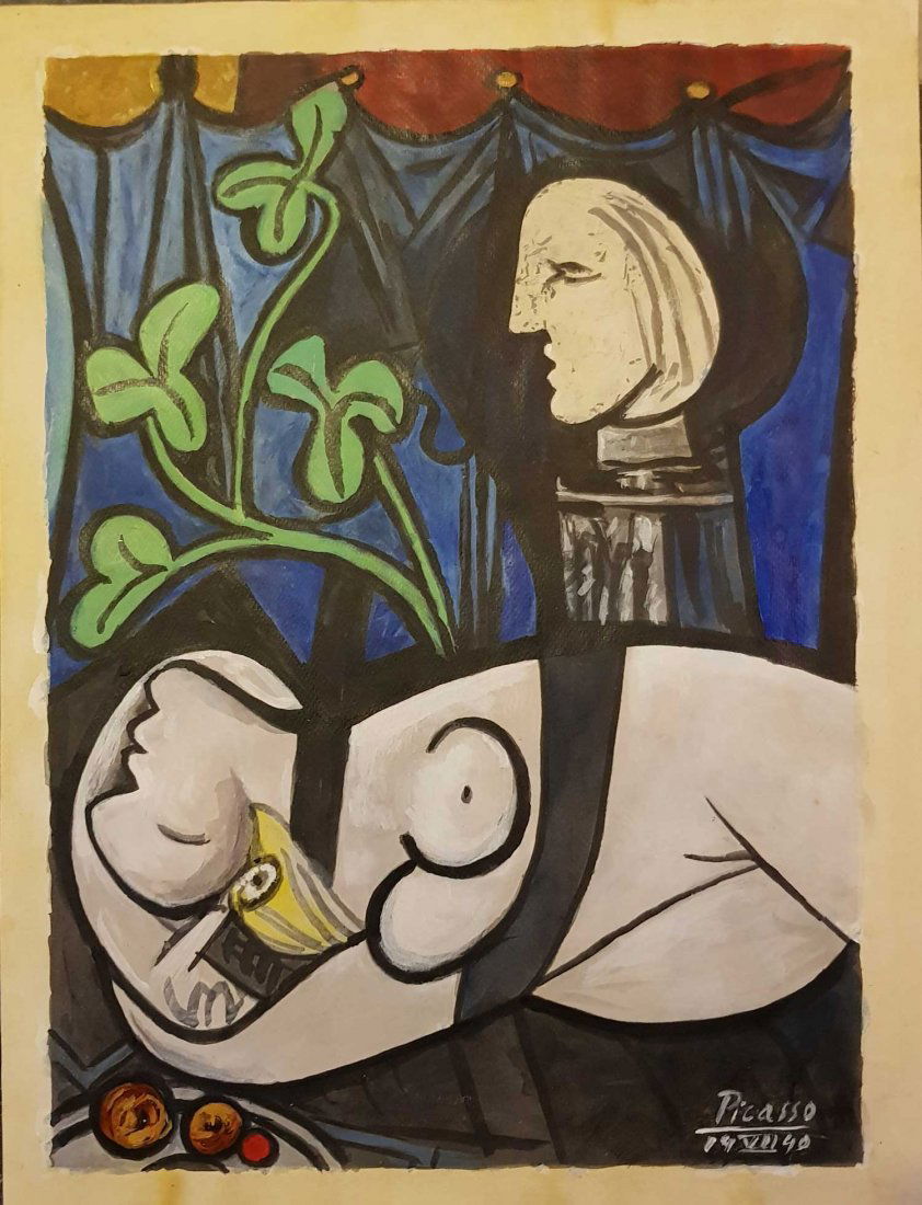 PABLO PICASSO Spanish 1881-1973 Oil Portrait ON PAPER (1 of 7)