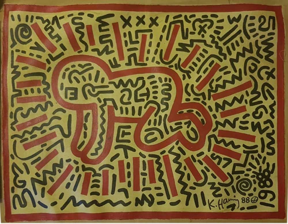 KEITH HARING (1958-1990)OIL ON CANVAS (1 of 6)
