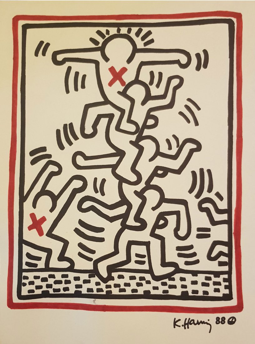 KEITH HARING ORIGINAL SIGNED DRAWING-COA (1 of 5)