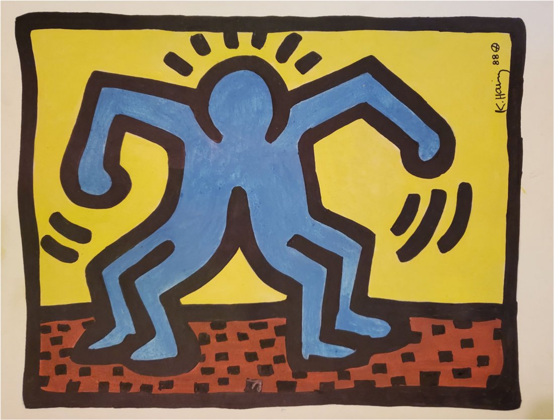 KEITH HARING ORIGINAL MIXED MEDIA SIGNED DRAWING-COA (1 of 5)