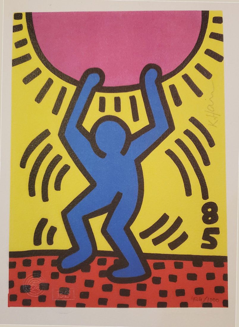KEITH HARING COLORED LITHOGRAPH SIGNED COA (1 of 7)