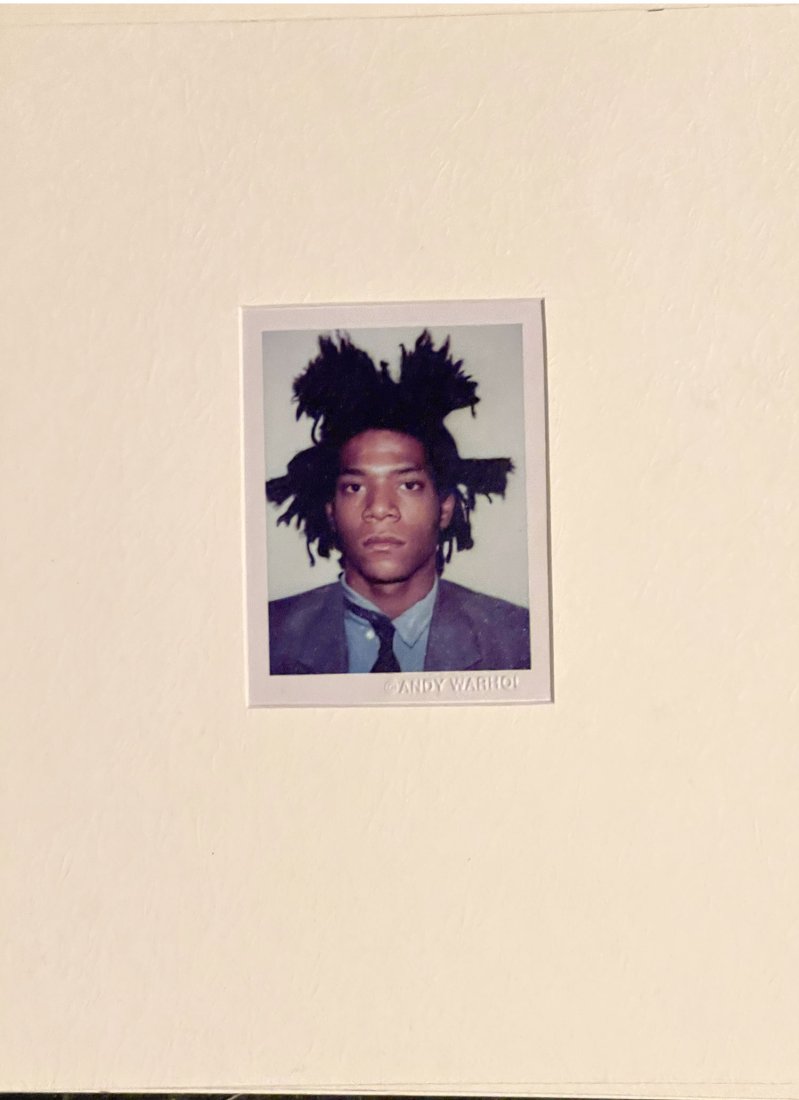 ANDY WARHOL-Jean-Michel Basquiat-Polaroid: ANDY WARHOL (1928-1987)Jean-Michel Basquiatunique Polaroid printEstate and Foundation stamps (verso)Andy Warhol Blind Stamp Frontimage: 3¾ x 2¾in. (9.5 x 7cm.)sheet: 4 3/8 x 3 3/8in. (10