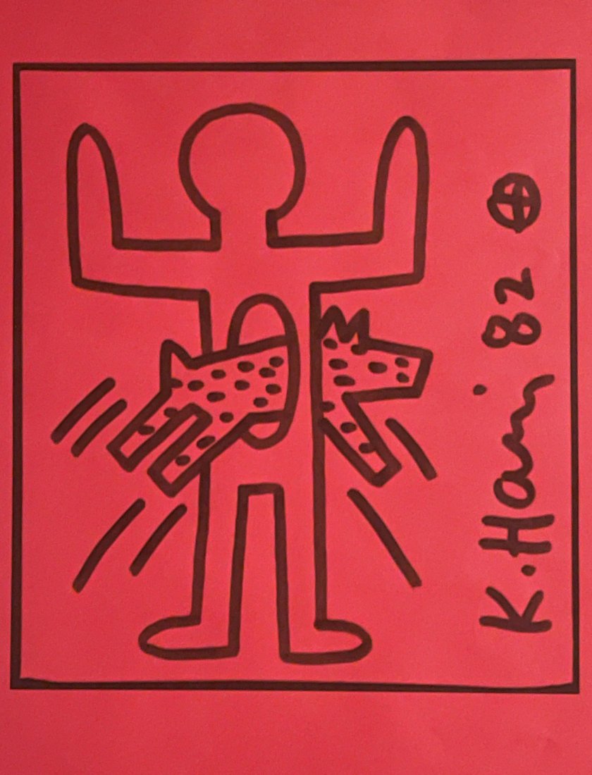 KEITH HARING original drawing Signed Estate COA: Artist:keith haring Medium: Marker on PaperSigned:Front Right Hand side, Size :8.9" X 8.0" inches,Provenance:Signed Estate of Keith haring COA