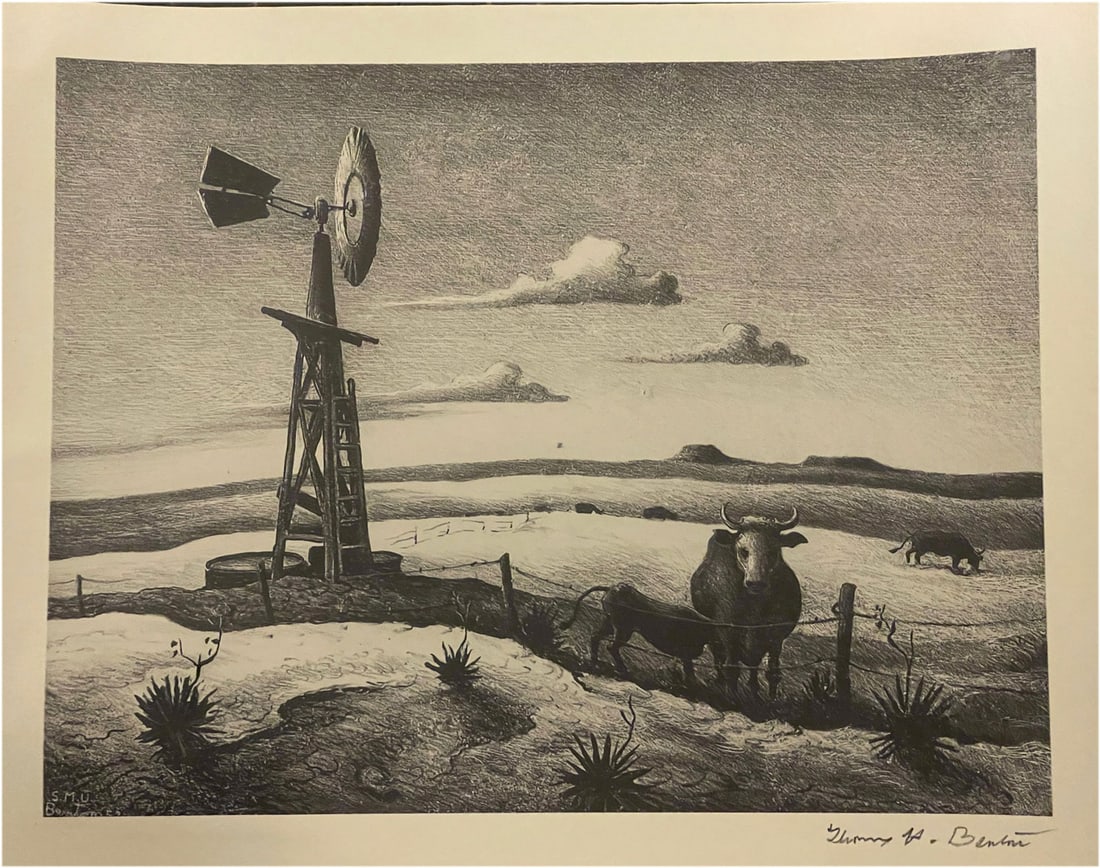THOMAS HART BENTON (American 1889-1975): THOMAS HART BENTON (American 1889-1975)West TexasLithograph11.5in. x 15ininches Signed lower left in the plate and lower right in pencil: BentonProvenance:Bessie Heard (McKinney, Texas);Bessie Heard T