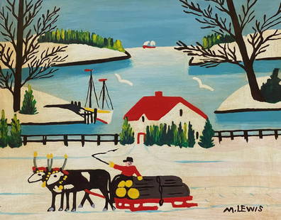MAUD LEWIS (Canadian, 1903-1970): MAUD LEWIS (Canadian, 1903-1970)DescriptionUntitled (Oxen in Winter) Mixed oils on board Signed lower right Size: 12 x 14 in. Provenance: Acquired directly from the Graham Gallery by the present owner