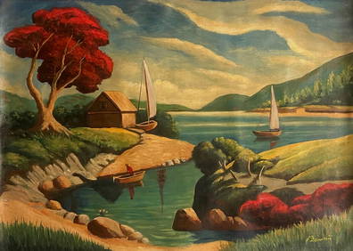 THOMAS HART BENTON OIL ON CANVAS SIGNED COA (1 of 8)
