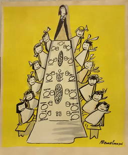 Ludwig Bemelmans original illustration on paper: Ludwig Bemelmans original illustration on paperMixed Media on paperSize: 16.5 X 11.5 InchSigned: Front Bottom RightProvenance:Hammer Galleries New York label versoThis is a original mixed media drawin