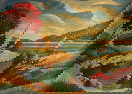 THOMAS HART BENTON OIL ON CANVAS SIGNED COA: THOMAS HART BENTON OIL ON CANVAS SIGNED COADescription: oil and acrylic on CANVAS Signed bottom Right.Canvas size:24"X 32" aproxProvenance:ASSOCIATE AMERICAN ARTIST COA, label verso ELAINE GRAHAM GALL
