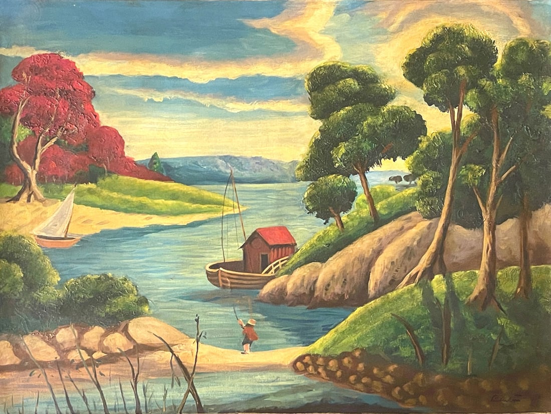 THOMAS HART BENTON OIL ON CANVAS SIGNED COA (1 of 6)