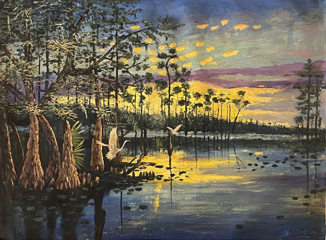 RARE HAZEKIAH HUDSON BAKER FLORIDA HIGHWAYMEN OIL ON CANVAS (1 of 6)