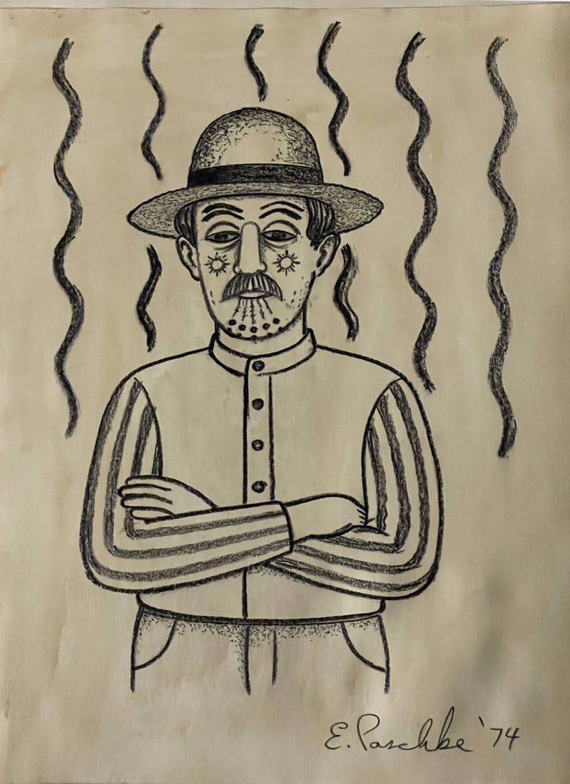1974 PASCHKE, Ed (American, 1939-2004) Graphite Drawing: 1974 PASCHKE, Ed (American, 1939-2004) Graphite Drawing Artwork Details:Subject: FigureMedium: Graphite on PaperStyle: RealismSignature: Signed lower Right (see photos)Condition: Good vintage conditio