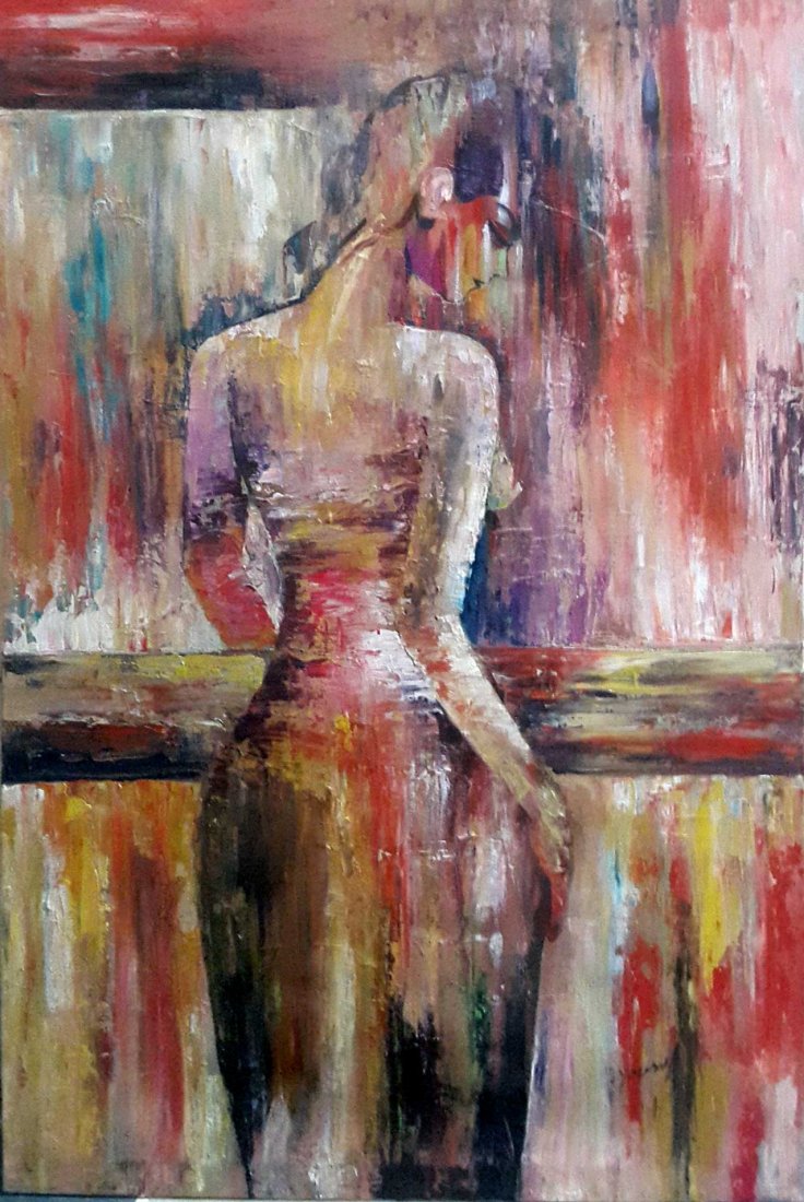 Listed Artist Yousaf Shah 1940- Original Oil "GIRL": A 19x30 Inch Oil painting, by YOUSAF SGAH Very Good Condition, signed Lower Left Pls. read Terms and Conditions of Sale Prior To BiddingItem Will be Shipped In Tube Roll