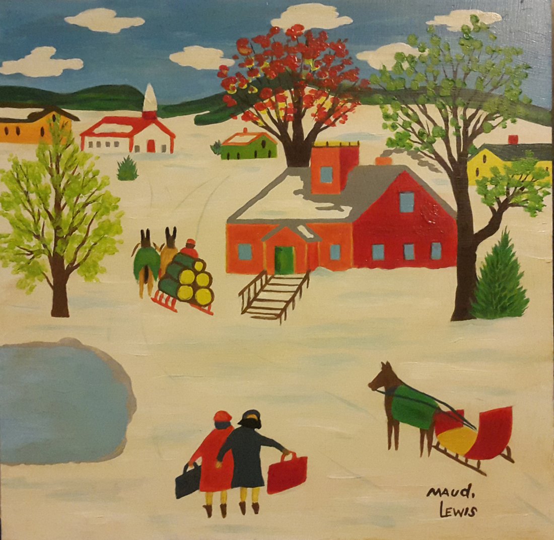 Canadian Artist MAUD LEWIS-Signed-Provenance: UP FOR AUCTION IS A VERY NICE PAINTING FROM A VERY WELL KNOWN ARTIST MAUD LEWIS(1903-1970)Most of Maud Lewis' paintings are quite small - often no larger than eight by ten inches, although she is know