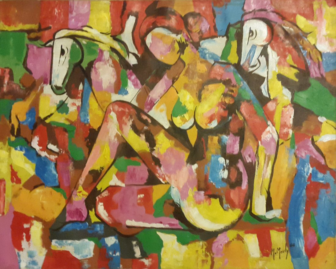 LARGE MARCEL MOULY PAINTING-FEMME ET CHEVAUX- SIGNED (1 of 7)