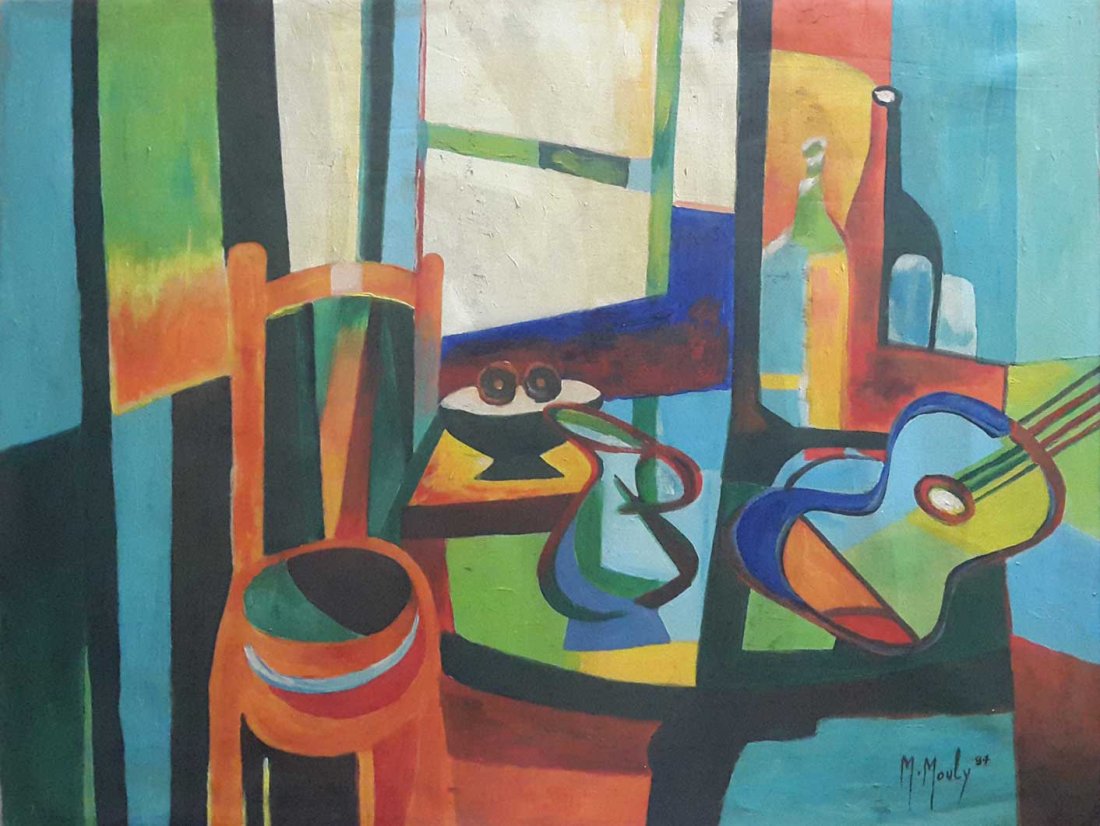 LARGE MARCEL MOULY PAINTING-Nature Morte- SIGNED: A 24X32 INCH MARCEL MOULY PAINTING SIGNED FRONT RIGHT AND VERSO, FROM A PRIVATE COLLECTION, WITH COA, TO VIEW COA PLS. EMAIL ME AND I WILL SEND YOU SCAN OF IT.will be shipped Unframed and Unstreched.