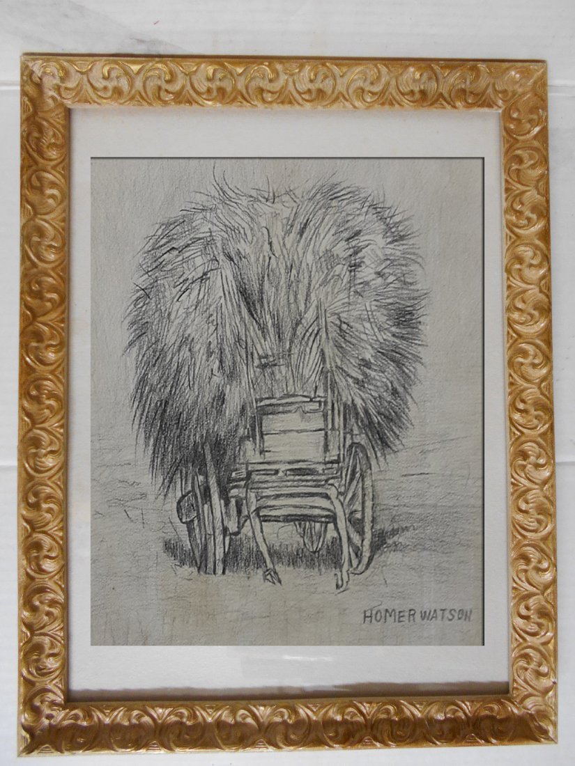 Canadian Artist Homer Ransford Watson (1855-1936): Canadian Artist Homer Ransford Watson (1855-1936) Graphite On Paper "Hey Cart"Medium:Original Graphite on PaperAge:Circa 1900-1930Painting Size: 9" x 11"Artist:Homer Ransford Watson (1855 - 1936)Frame